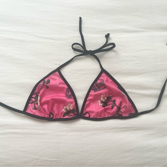 UJENA Bikini swimming top Pink Black Cute! Blossoms, size medium - Picture 1 of 8